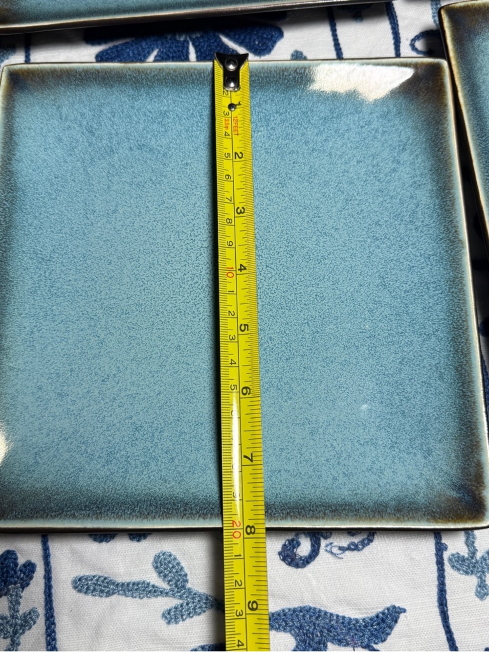 Threshold Stoneware Plates Set of 4 Elemental Ocean Square Dinner Plates 10-1/2” - Picture 5 of 7